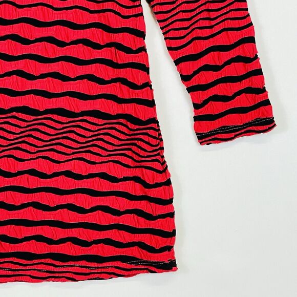 Tianello‎ Steve Barraza Red Black Stripe Knit Top Shirt Womens Medium NEW NWT - Picture 3 of 6